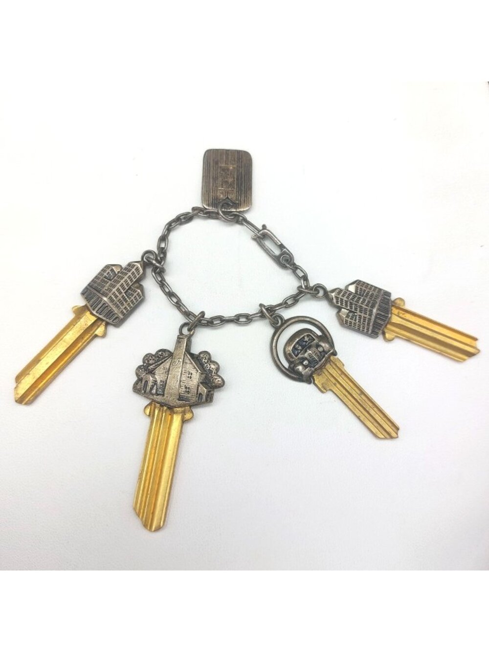 Vintage Napier Charles Thomae Sterling Silver Uncut Key Chain Polly & Stan 1946